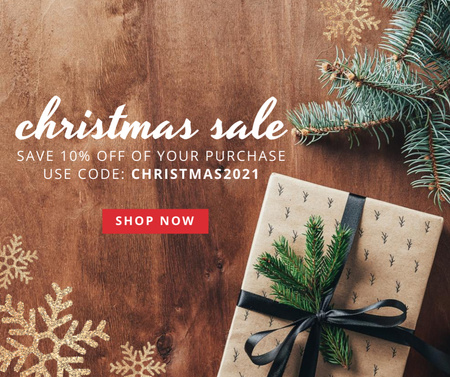 Christmas Sale Ad with Cute Gift Facebook Design Template