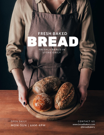 Baking Fresh Bread Announcement Poster 8.5x11in Modelo de Design
