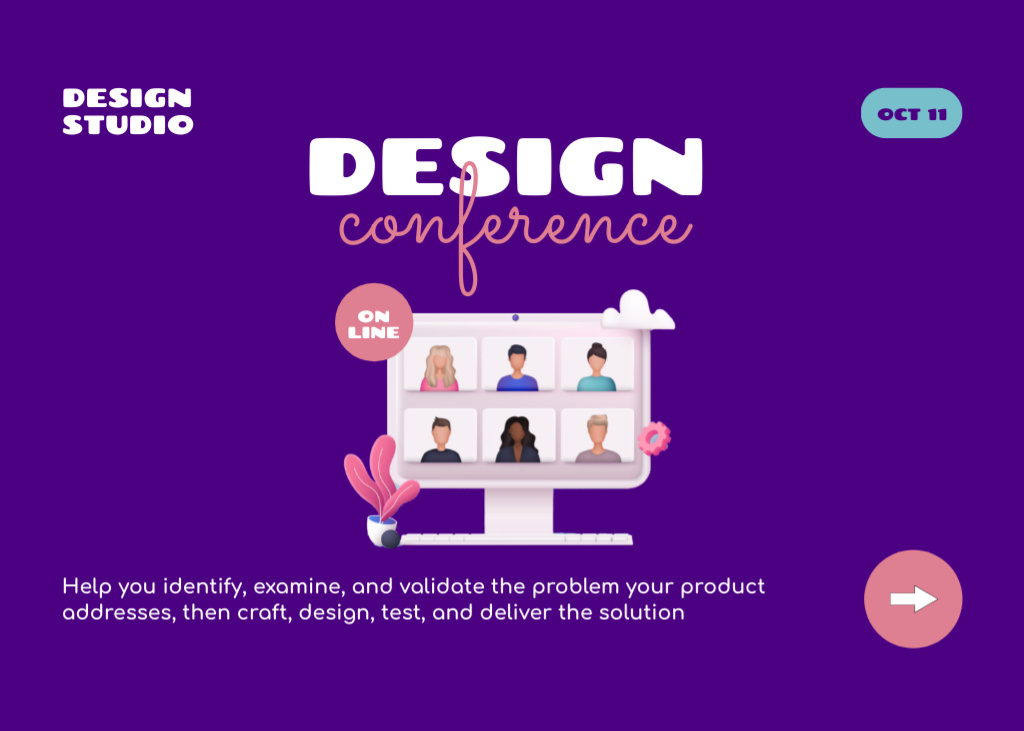 Template di design Online Conference for Studio Designers Flyer 5x7in Horizontal