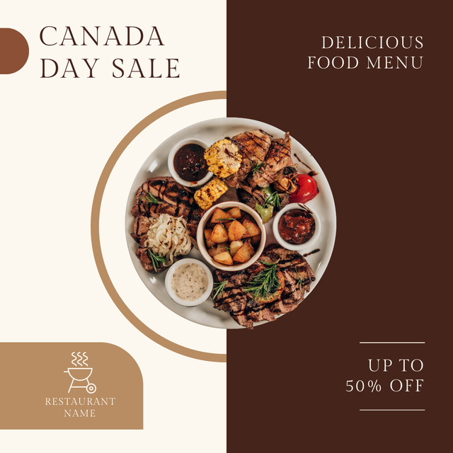 Ontwerpsjabloon van Instagram van Canada Day New Menu Discount Announcement