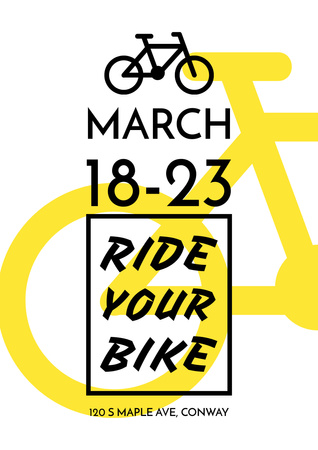 Ride Event Announcement with Yellow Bike Poster A3 Design Template