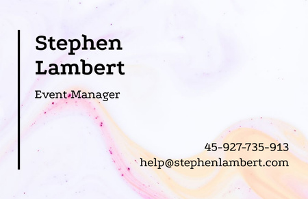 Platilla de diseño Event Manager Contacts with Light Watercolor Pattern Business Card 85x55mm