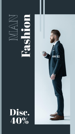 Stylish Man in Formal Costume Instagram Story Design Template