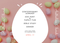 Church Easter Celebration Announcement with Eggs