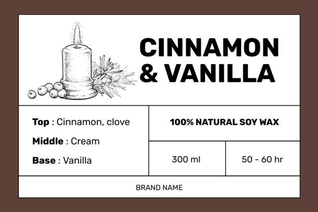 Cinnamon and Vanilla Candle Labelデザインテンプレート