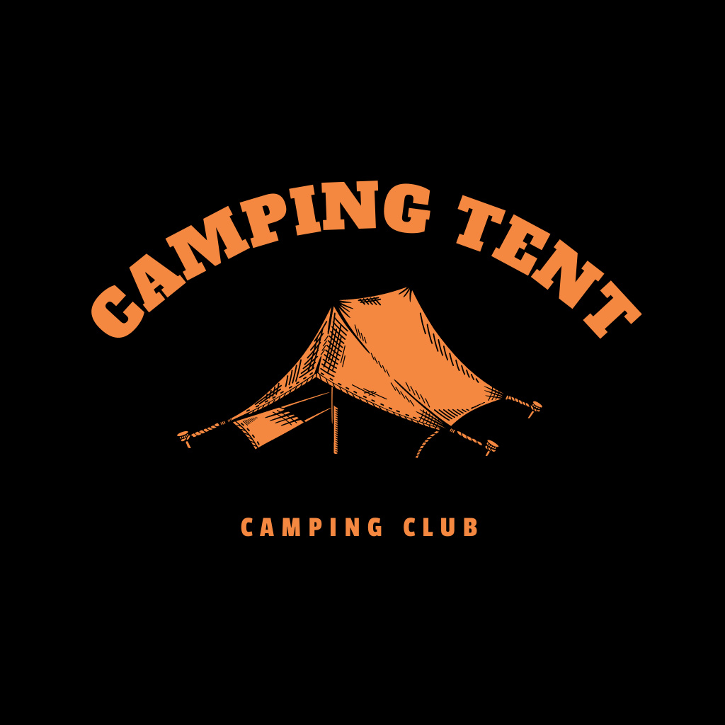 Camping Club Emblem And Promotion With Tent Logo Modelo de Design