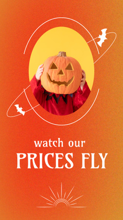 Modèle de visuel Halloween Sale Announcement with Funny Pumpkin - Instagram Story