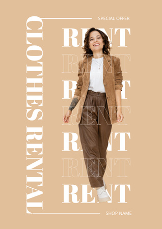 Szablon projektu Rental fashion clothes beige Poster