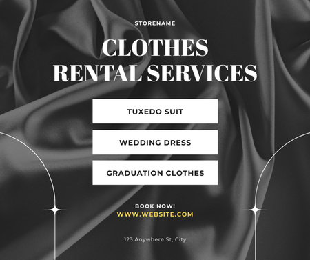 Designvorlage Rental clothes services black satin für Facebook