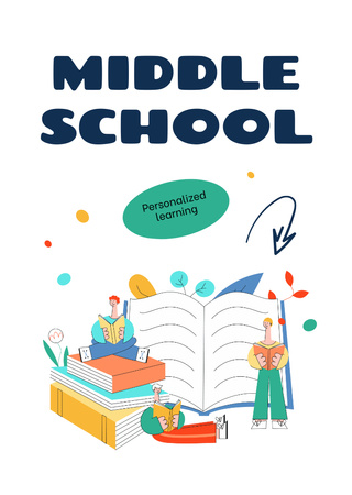 Middle School With Personalized Learning Postcard A6 Vertical Design Template