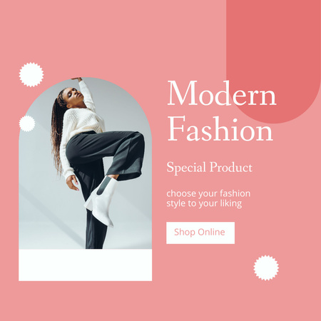 Modèle de visuel Offre de vêtements de style moderne en rose - Instagram