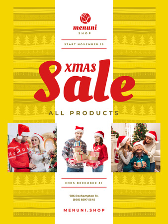 Xmas Sale of All Products on Yellow Poster US Design Template