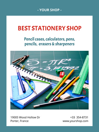 Stationery Shop Ad Poster US Πρότυπο σχεδίασης