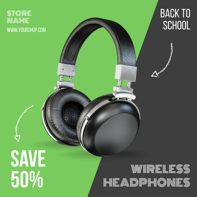Back to School Special Offer For Headphones With Discount Instagram ADデザインテンプレート