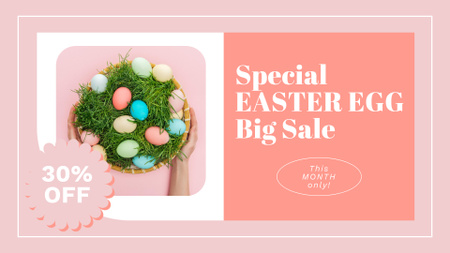 Пасхальные яйца в плетеной тарелке для специальной продажи FB event cover – шаблон для дизайна