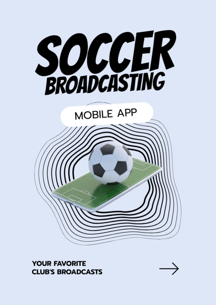 Designvorlage Soccer Broadcasting in Mobile App für Flyer A4