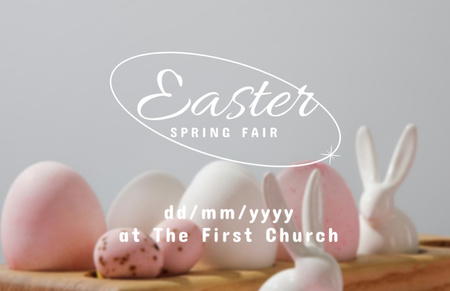 Modèle de visuel Easter Faire Ad with Painted Eggs - Flyer 5.5x8.5in Horizontal