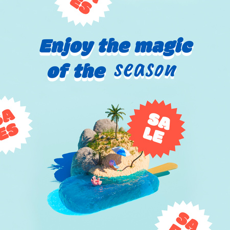 Winter Sale Offer with Tropical Island Instagram Tasarım Şablonu