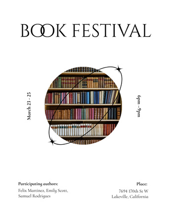 anúncio do festival do livro Invitation 13.9x10.7cm Modelo de Design