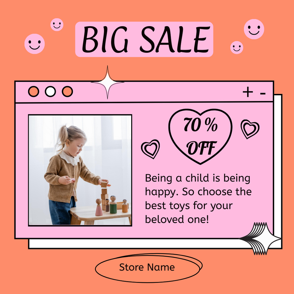 Ontwerpsjabloon van Instagram van Big Sale with Little Cute Girl