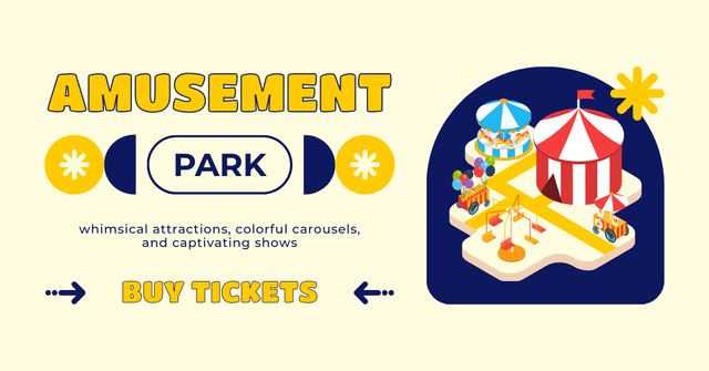 Thrilling Rides In Amusement Park Promotion Facebook AD – шаблон для дизайну