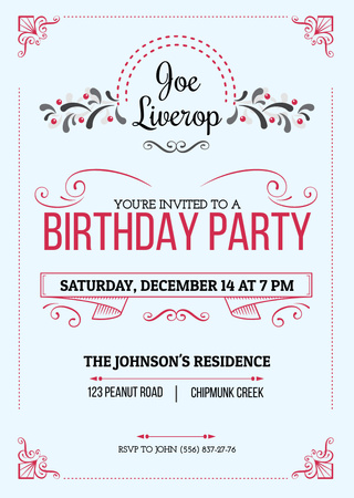 Birthday Party Invitation in Vintage Style Flyer A6 Design Template
