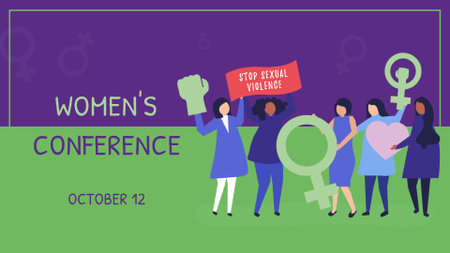 Women's Conference Announcement with Women on Riot FB event cover Design Template
