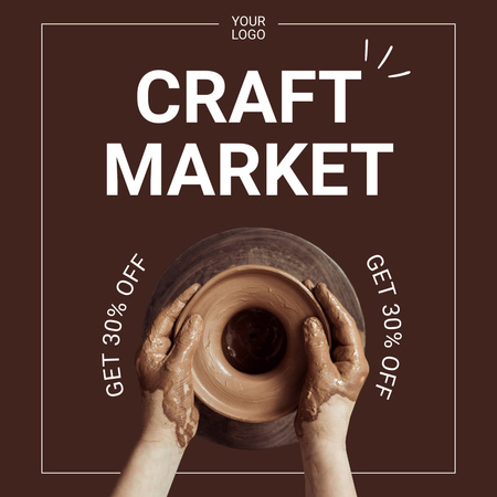 Designvorlage Kunsthandwerksmarkt mit Rabatt für Keramik für Instagram