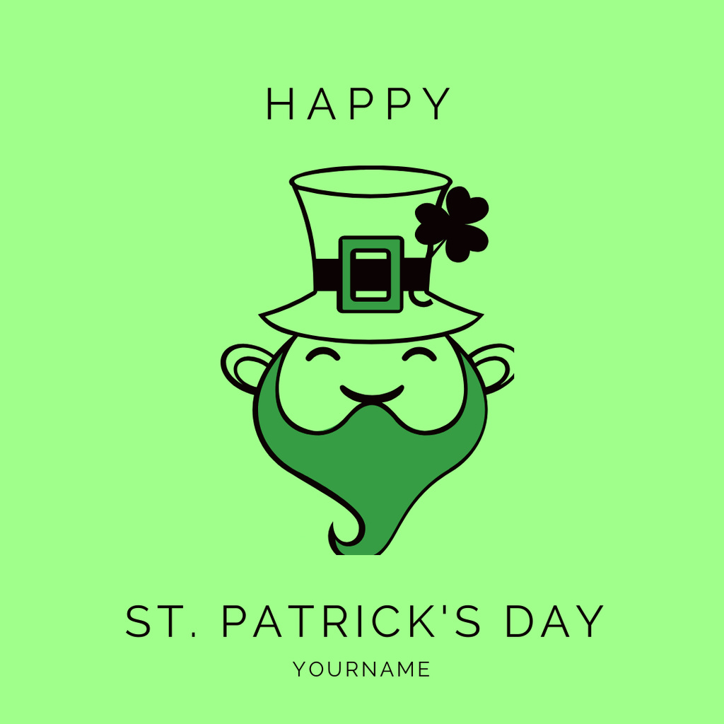 Patrick's Day with Green Bearded Man Instagram Design Template