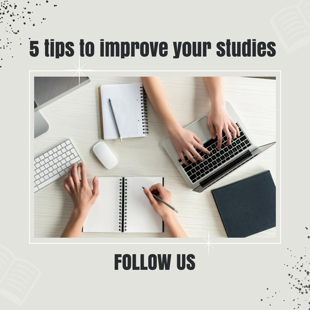 Ontwerpsjabloon van Instagram van Tips To Improve Your Studies