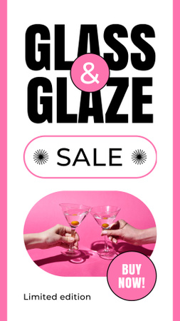 Limited Edition Of Glass Cocktail Drinkware Sale Offer Instagram Video Story Design Template