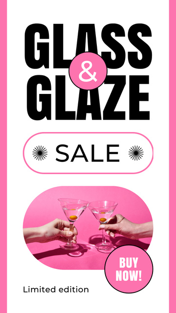 Designvorlage Limited Edition Of Glass Cocktail Drinkware Sale Offer für Instagram Video Story