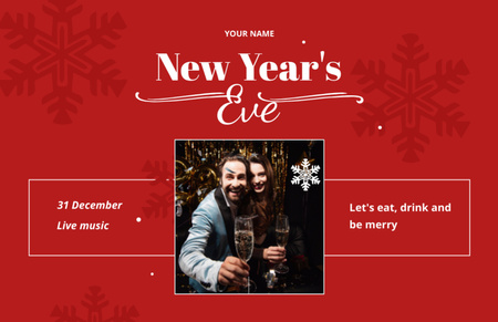 New Year's Eve Party With Quote And Champagne In Red Flyer 5.5x8.5in Horizontal Design Template