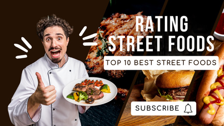 Rating of Street Food Youtube Thumbnail tervezősablon
