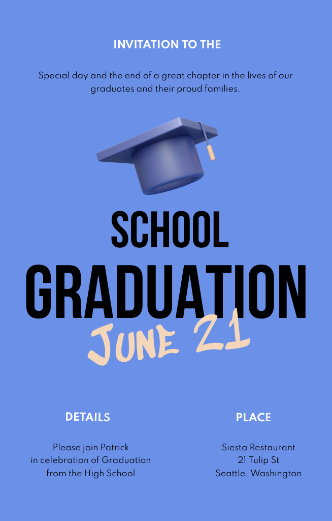 Celebratory School Graduation Party Announcement In Summer Invitation 4.6x7.2in tervezősablon