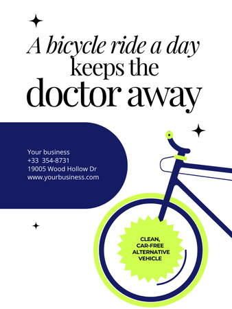 Inspirational Quote about Cycling with Bicycle Poster US Modelo de Design