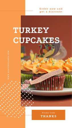Thanksgiving feast cupcakes Instagram Story Design Template