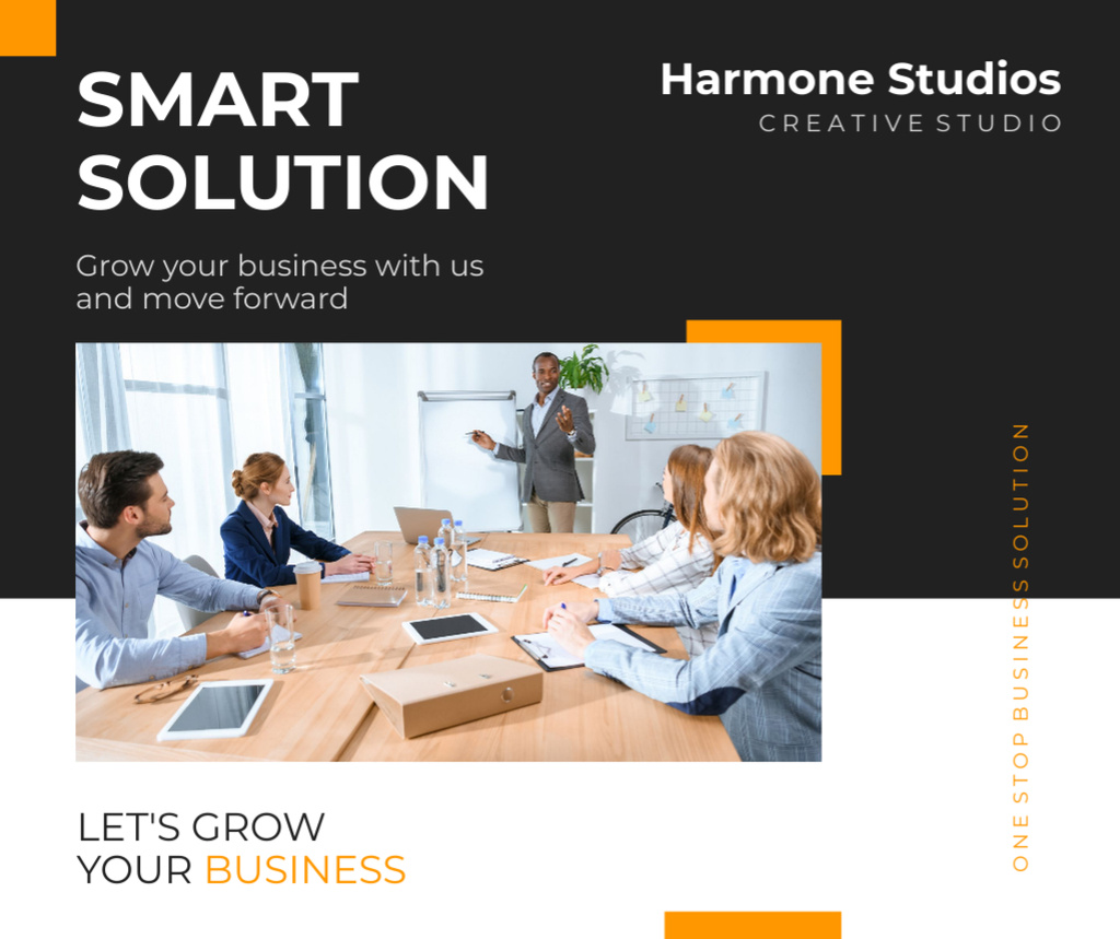 Designvorlage Marketing Agency Ad with Smart Solutions for Business für Facebook
