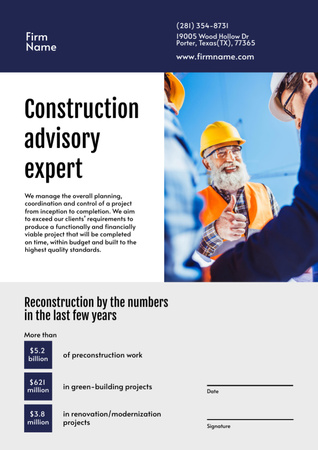 Designvorlage Construction Advisory Services für Letterhead