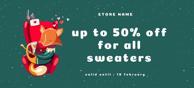 Ontwerpsjabloon van Coupon 3.75x8.25in van Valentine's Day Soft Sweater Discount Offer
