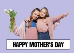 Mother's Day Holiday Greeting with Bouquet of Tulips