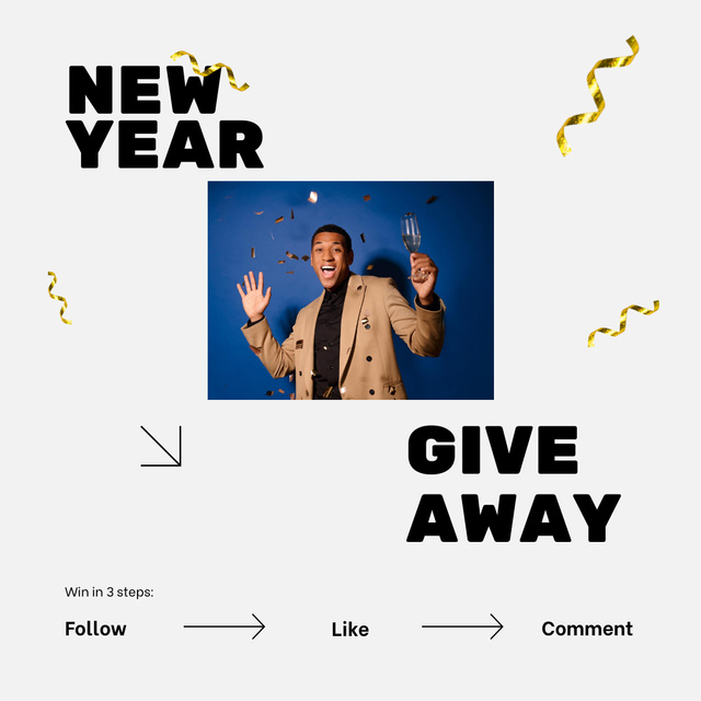 New Year Holiday Giveaway Announcement Instagram Design Template