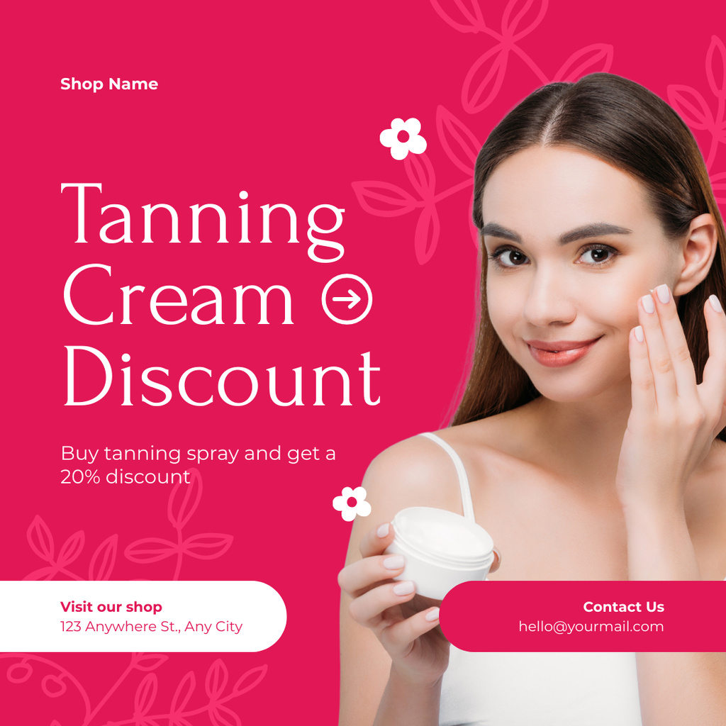 Designvorlage Professional Tanning Cream Discount für Instagram