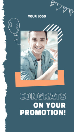Balloon And Congrats On Job Promotion In Blue Instagram Video Story Design Template