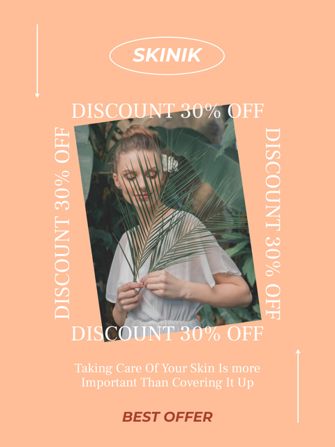 Ontwerpsjabloon van Poster US van Skincare Ad with Beautiful Woman Holding Plant