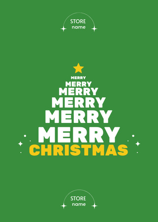 Festive Christmas Congrats Words Shaped in Tree Postcard 5x7in Vertical tervezősablon