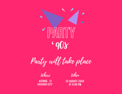 90s Party Announcement with Old Diskette In Pink