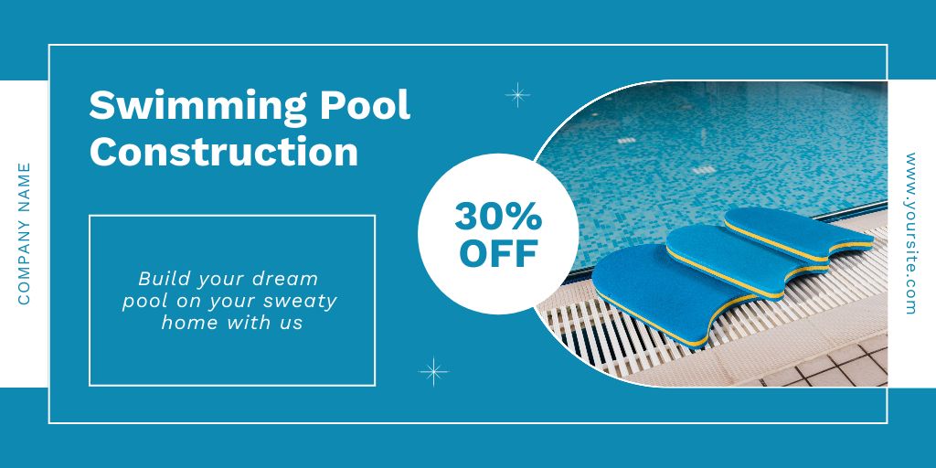 Special Savings on Pool Building Services Twitter Design Template