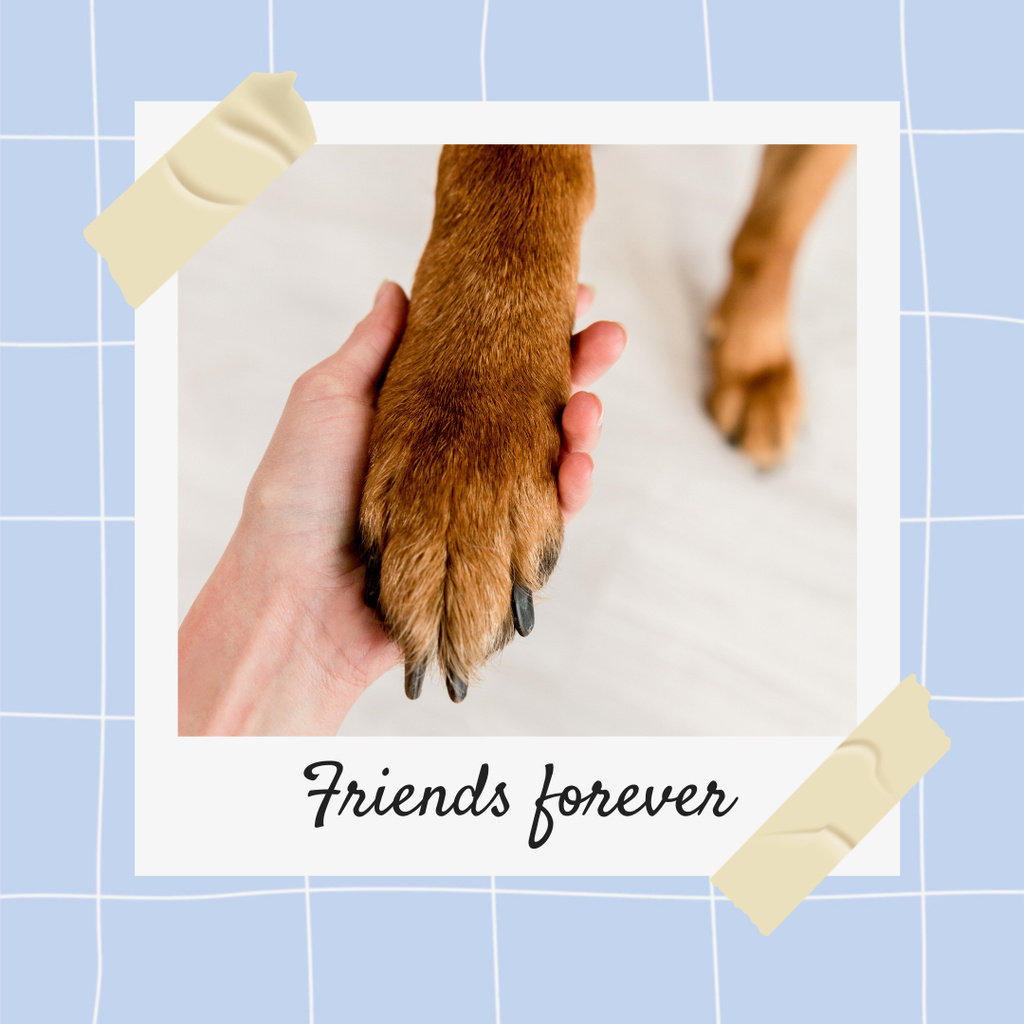 Cute Dog's Paw in Hand Instagram Design Template