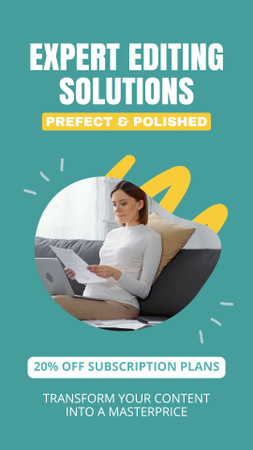 Polished Content Editing Service With Discount On Subscription Instagram Video Story Design Template